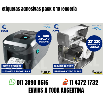etiquetas adhesivas pack x 10 lenceria