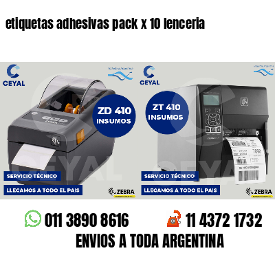 etiquetas adhesivas pack x 10 lenceria