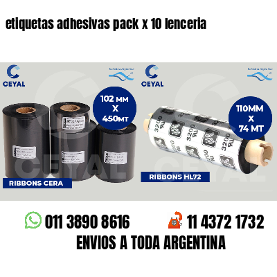 etiquetas adhesivas pack x 10 lenceria