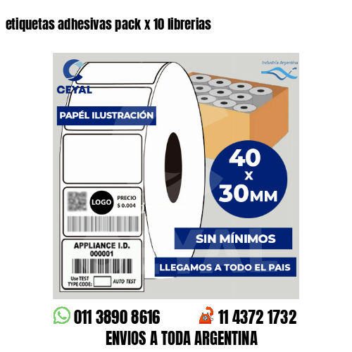 etiquetas adhesivas pack x 10 librerias