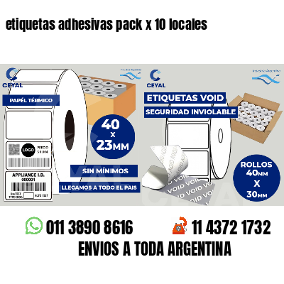 etiquetas adhesivas pack x 10 locales