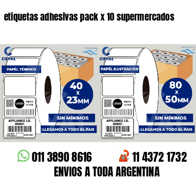 etiquetas adhesivas pack x 10 supermercados