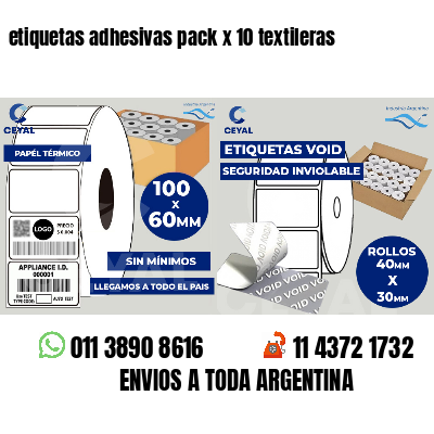 etiquetas adhesivas pack x 10 textileras