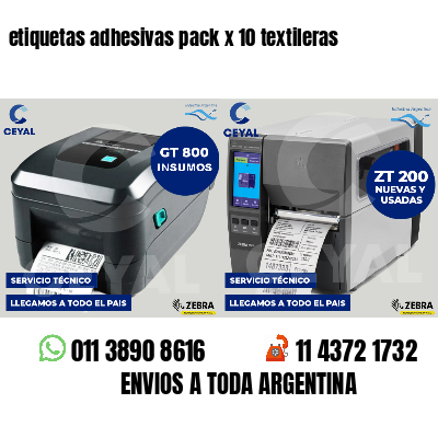 etiquetas adhesivas pack x 10 textileras