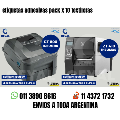 etiquetas adhesivas pack x 10 textileras