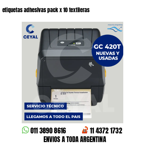 etiquetas adhesivas pack x 10 textileras