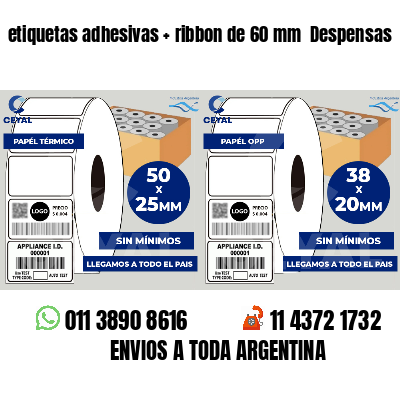 etiquetas adhesivas   ribbon de 60 mm  Despensas
