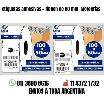 etiquetas adhesivas   ribbon de 60 mm  Mercerías