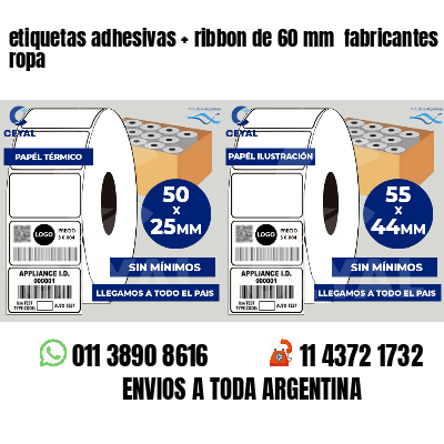 etiquetas adhesivas   ribbon de 60 mm  fabricantes de ropa