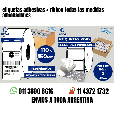 etiquetas adhesivas   ribbon todas las medidas almohadones