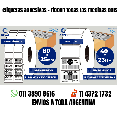 etiquetas adhesivas   ribbon todas las medidas bolsos