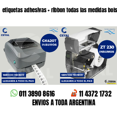etiquetas adhesivas   ribbon todas las medidas bolsos