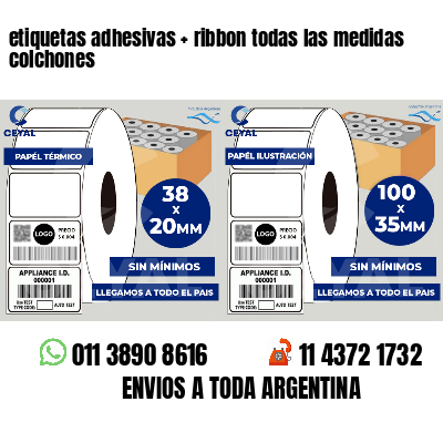 etiquetas adhesivas ribbon todas las medidas colchones