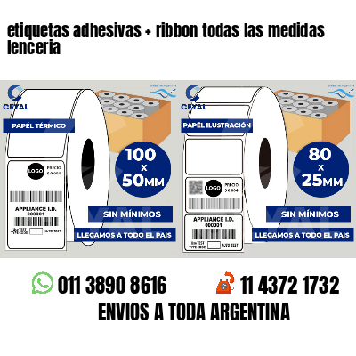 etiquetas adhesivas ribbon todas las medidas lenceria