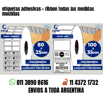 etiquetas adhesivas   ribbon todas las medidas mochilas