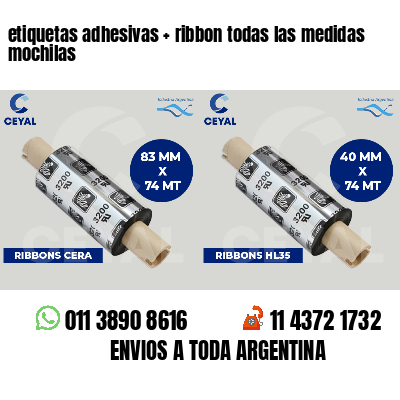 etiquetas adhesivas ribbon todas las medidas mochilas