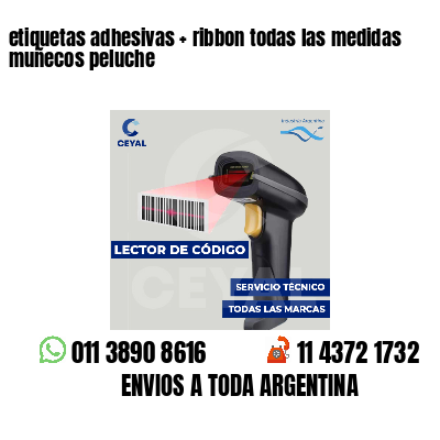 etiquetas adhesivas   ribbon todas las medidas muñecos peluche