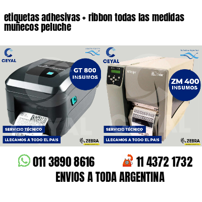 etiquetas adhesivas   ribbon todas las medidas muñecos peluche