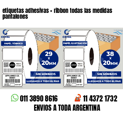 etiquetas adhesivas   ribbon todas las medidas pantalones