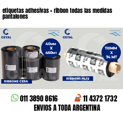 etiquetas adhesivas ribbon todas las medidas pantalones