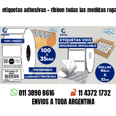 etiquetas adhesivas ribbon todas las medidas ropa