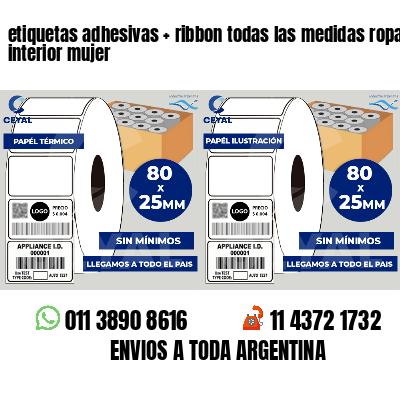 etiquetas adhesivas ribbon todas las medidas ropa interior mujer