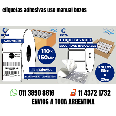etiquetas adhesivas uso manual buzos