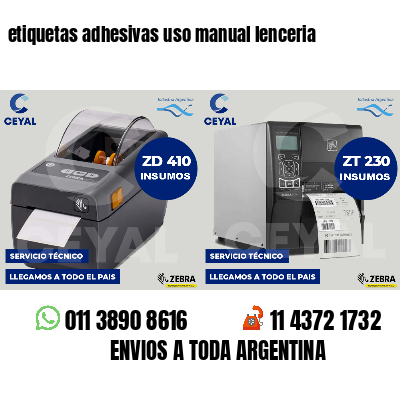 etiquetas adhesivas uso manual lenceria