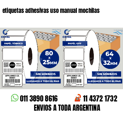 etiquetas adhesivas uso manual mochilas