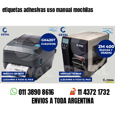 etiquetas adhesivas uso manual mochilas