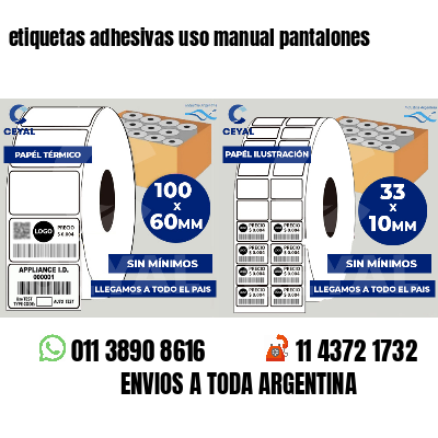 etiquetas adhesivas uso manual pantalones