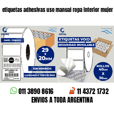 etiquetas adhesivas uso manual ropa interior mujer