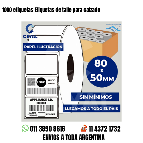1000 etiquetas Etiquetas de talle para calzado