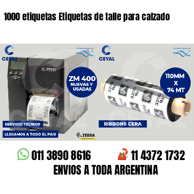 1000 etiquetas Etiquetas de talle para calzado