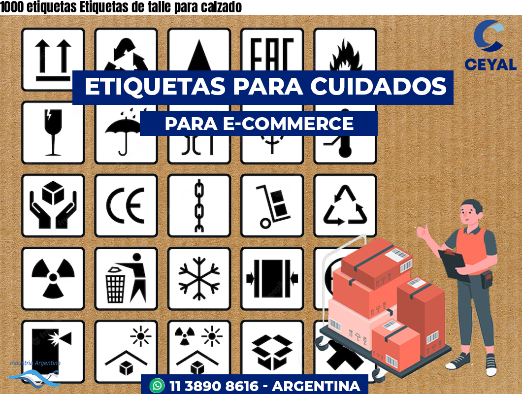 1000 etiquetas Etiquetas de talle para calzado
