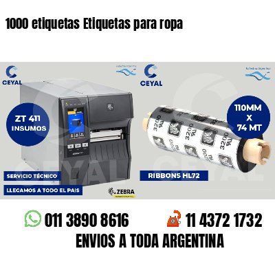 1000 etiquetas Etiquetas para ropa