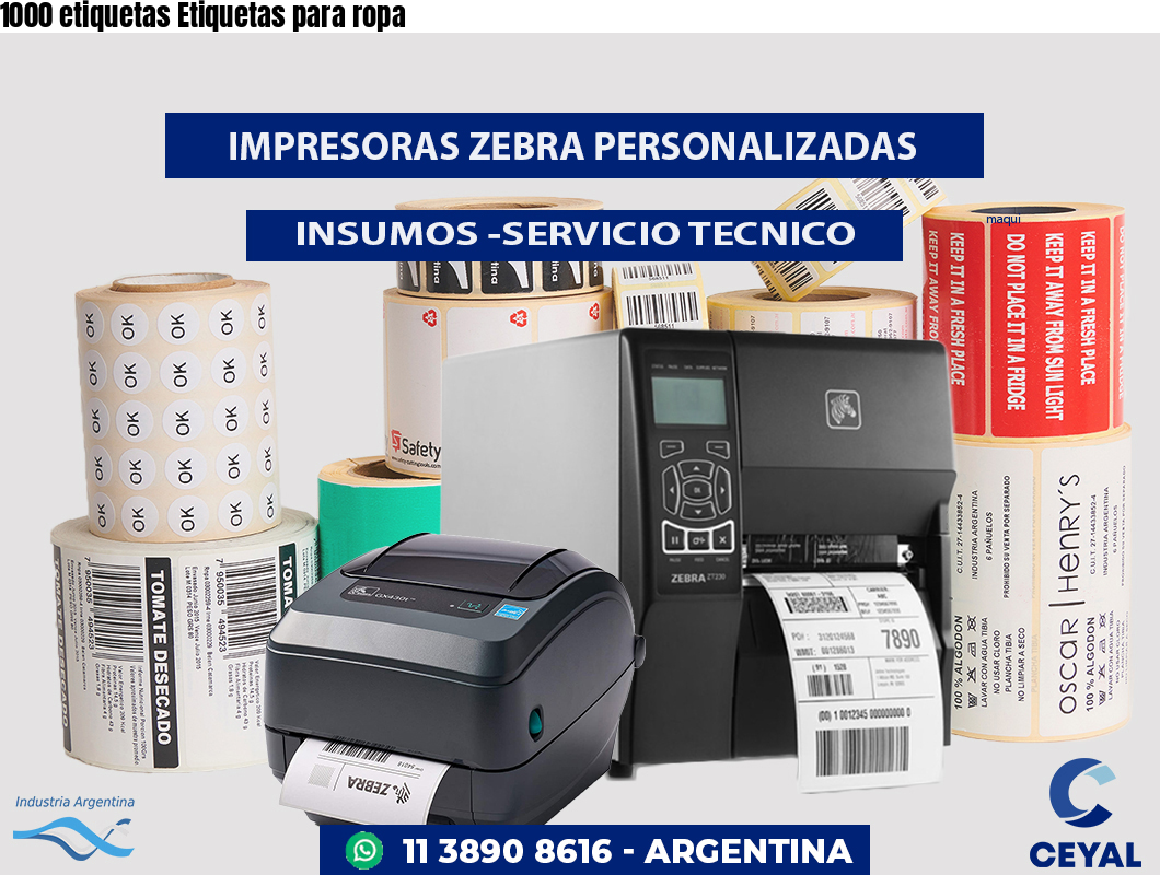 1000 etiquetas Etiquetas para ropa