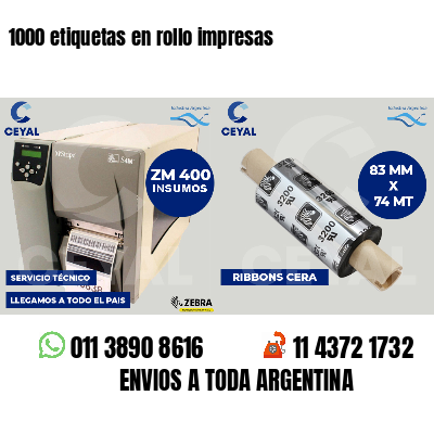 1000 etiquetas en rollo impresas