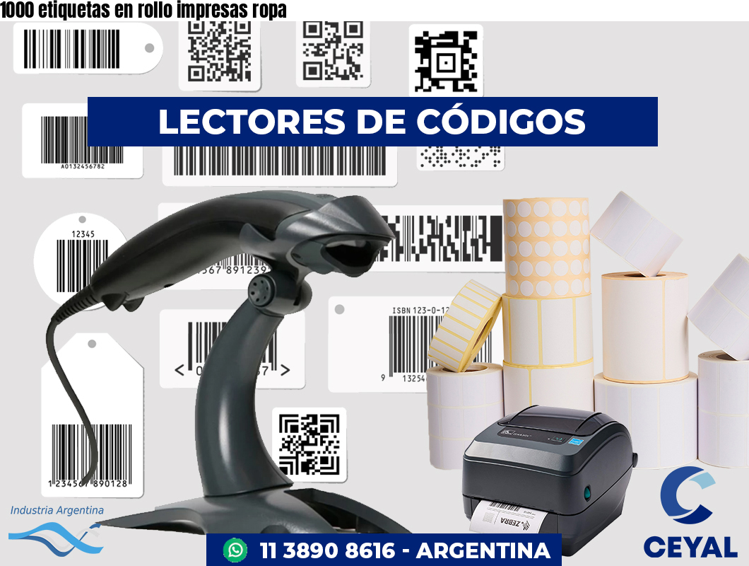 1000 etiquetas en rollo impresas ropa