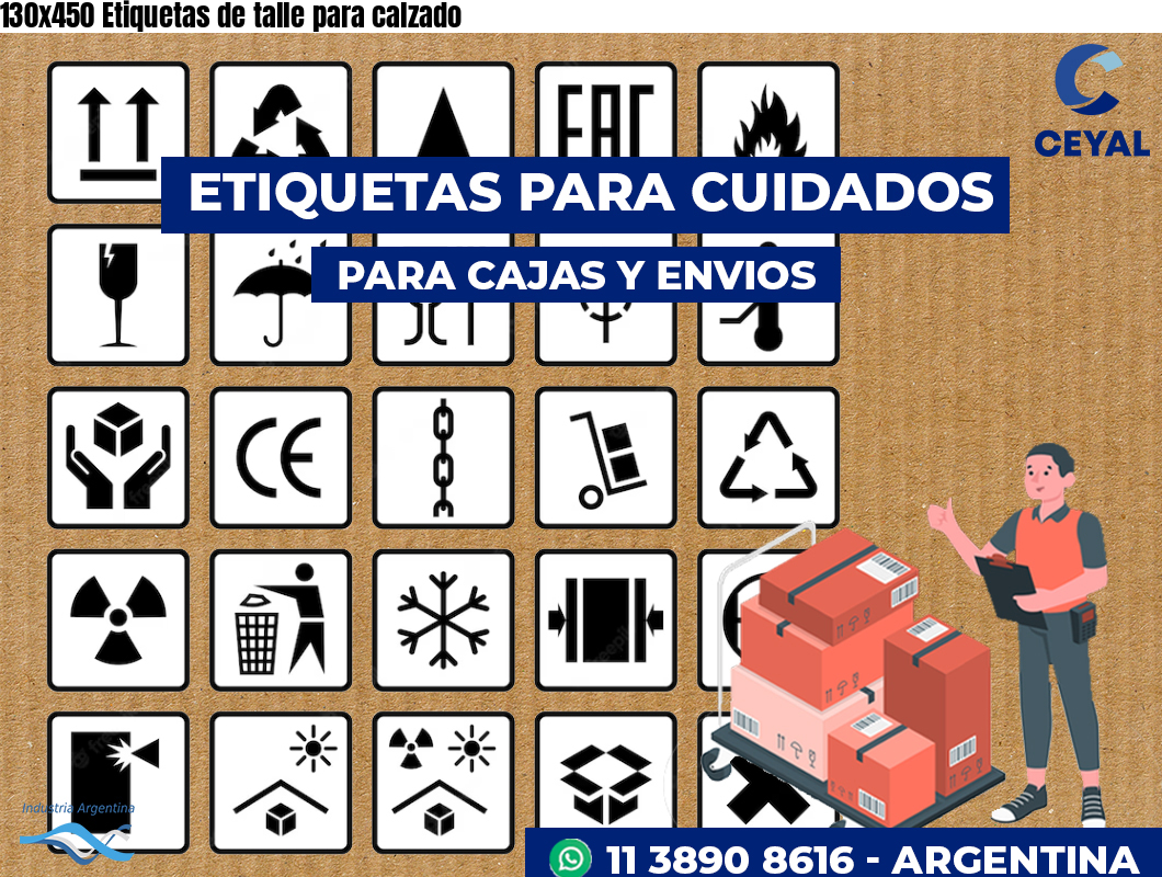 130×450 Etiquetas de talle para calzado
