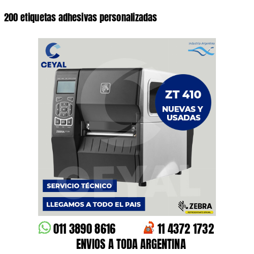 200 etiquetas adhesivas personalizadas