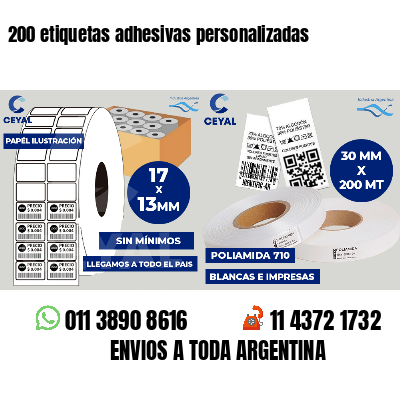 200 etiquetas adhesivas personalizadas