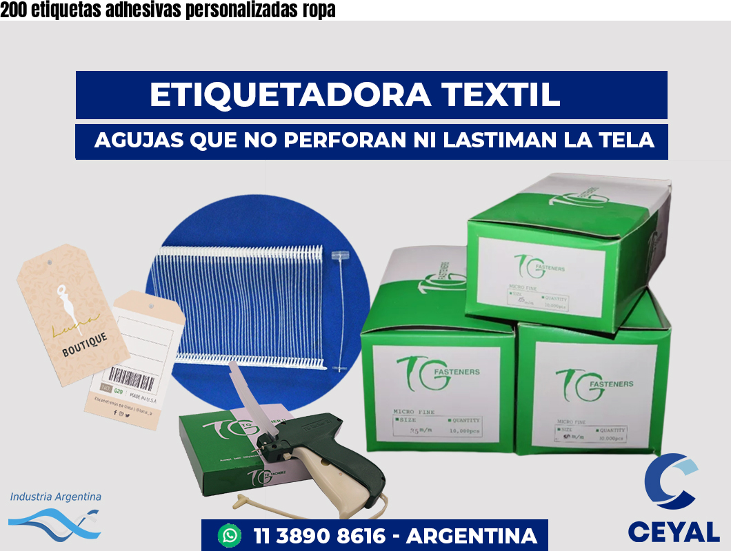 200 etiquetas adhesivas personalizadas ropa