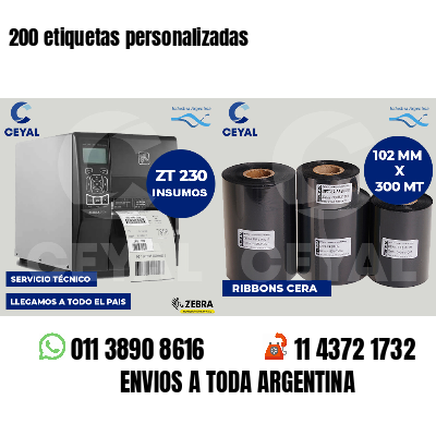 200 etiquetas personalizadas