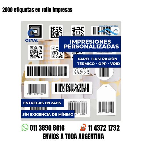 2000 etiquetas en rollo impresas