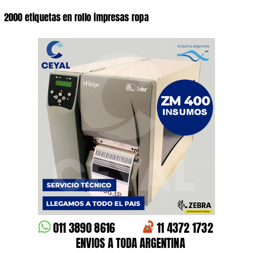 2000 etiquetas en rollo impresas ropa