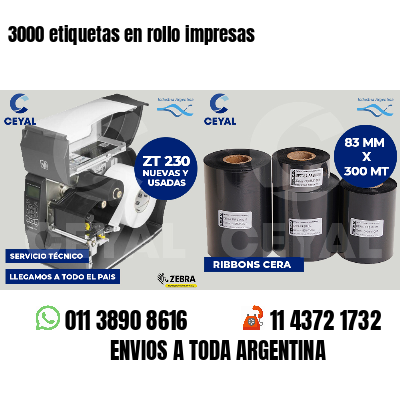 3000 etiquetas en rollo impresas
