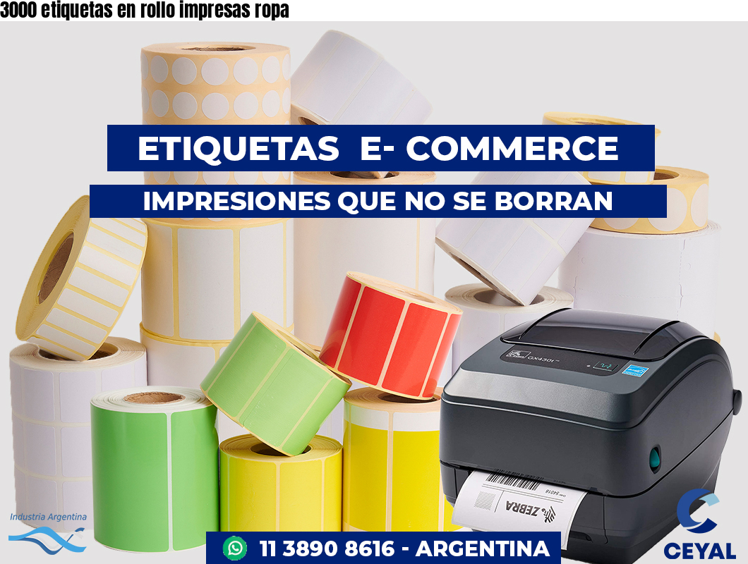 3000 etiquetas en rollo impresas ropa