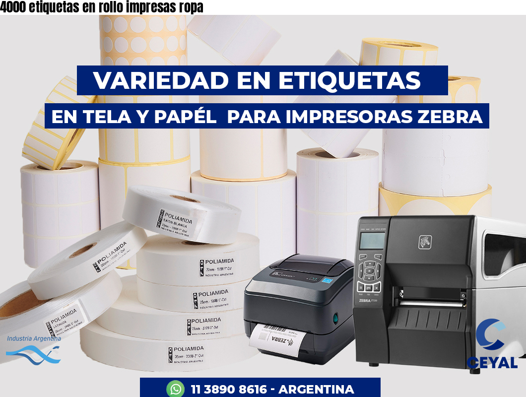 4000 etiquetas en rollo impresas ropa