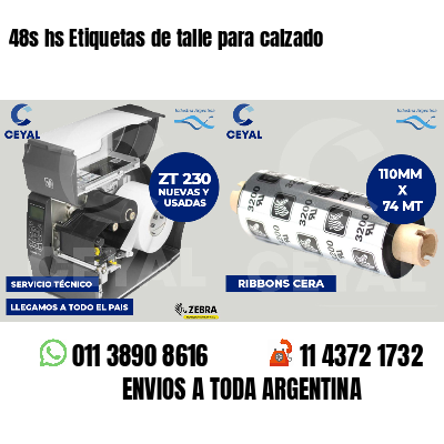 48s hs Etiquetas de talle para calzado
